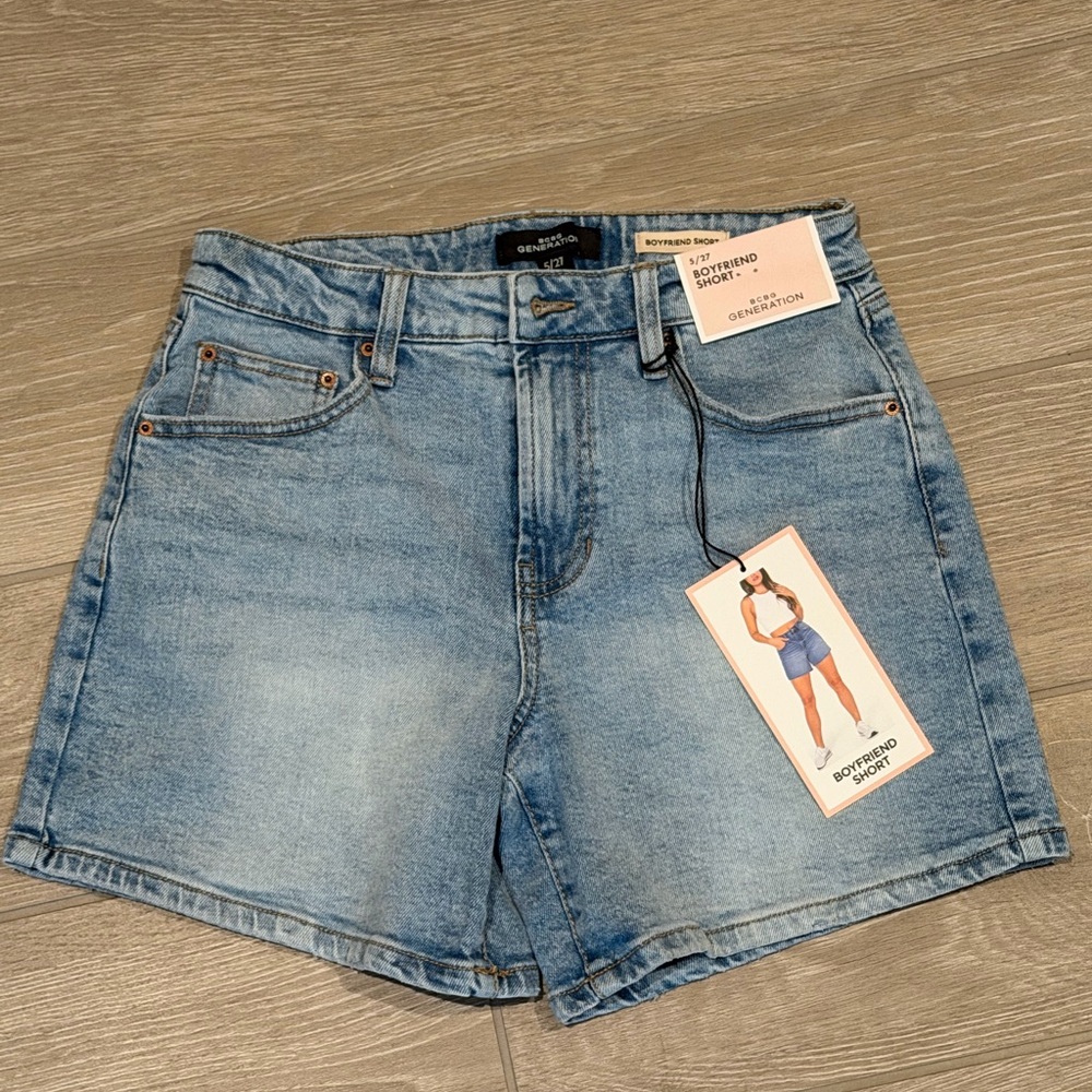 Light Wash Denim Boyfriend Shorts